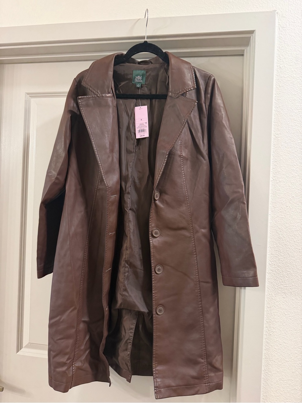 wild fable Brown Faux Leather Trench Coat